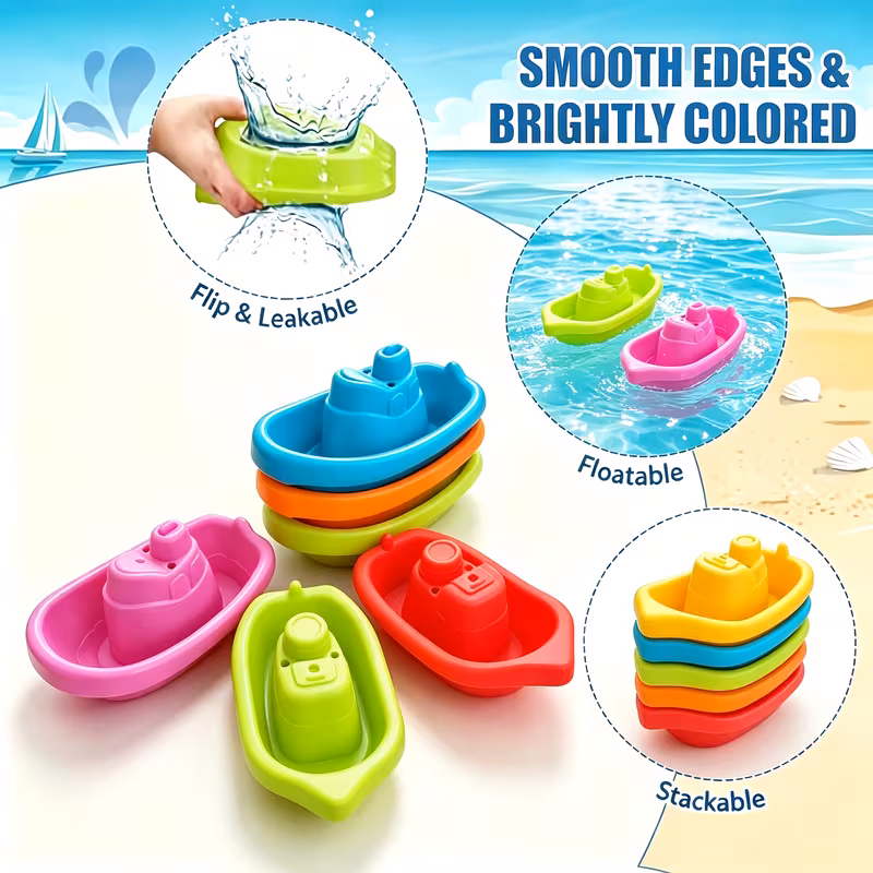 Baby Bath Toy Rainbow Stacking Boat