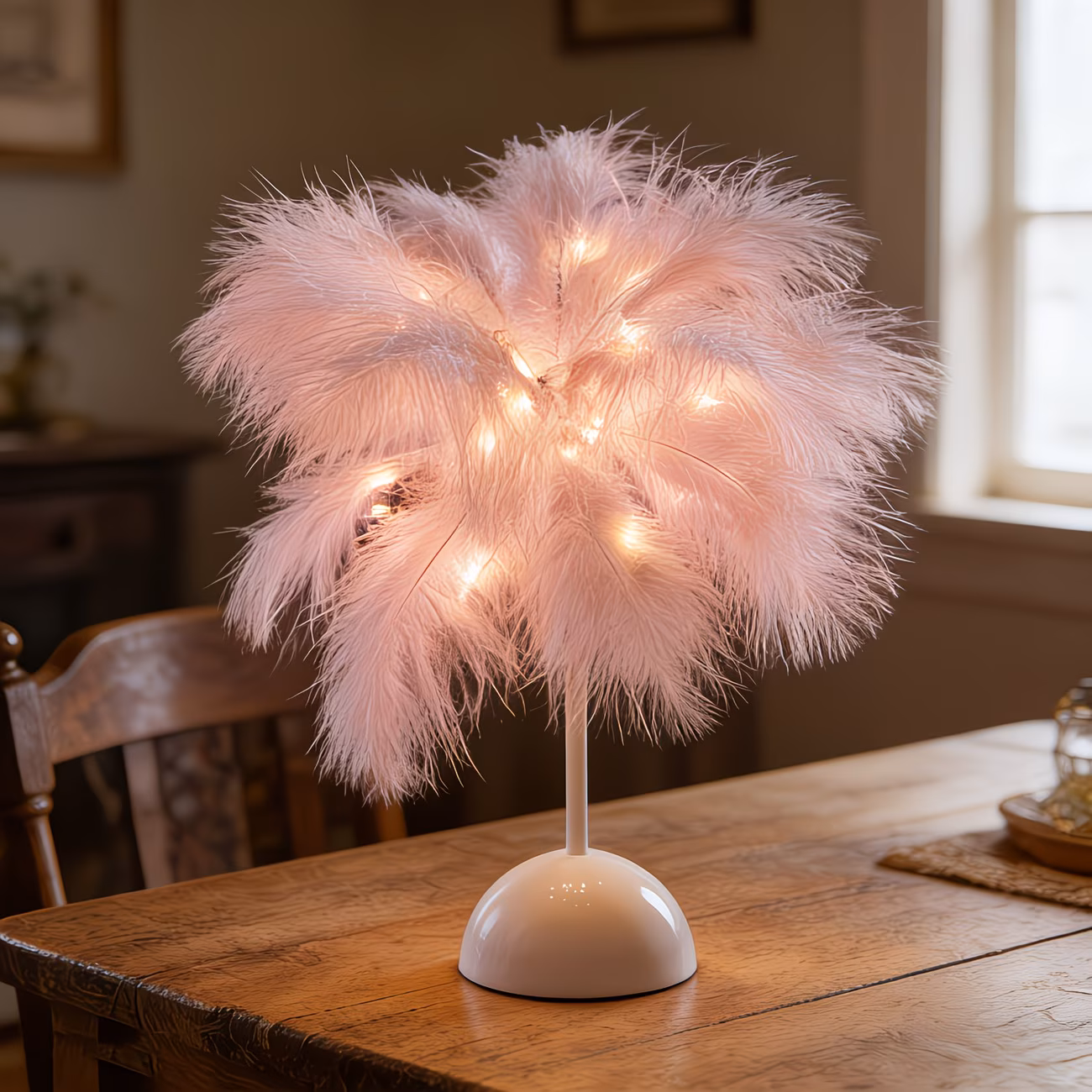 Pink Feather Lamp