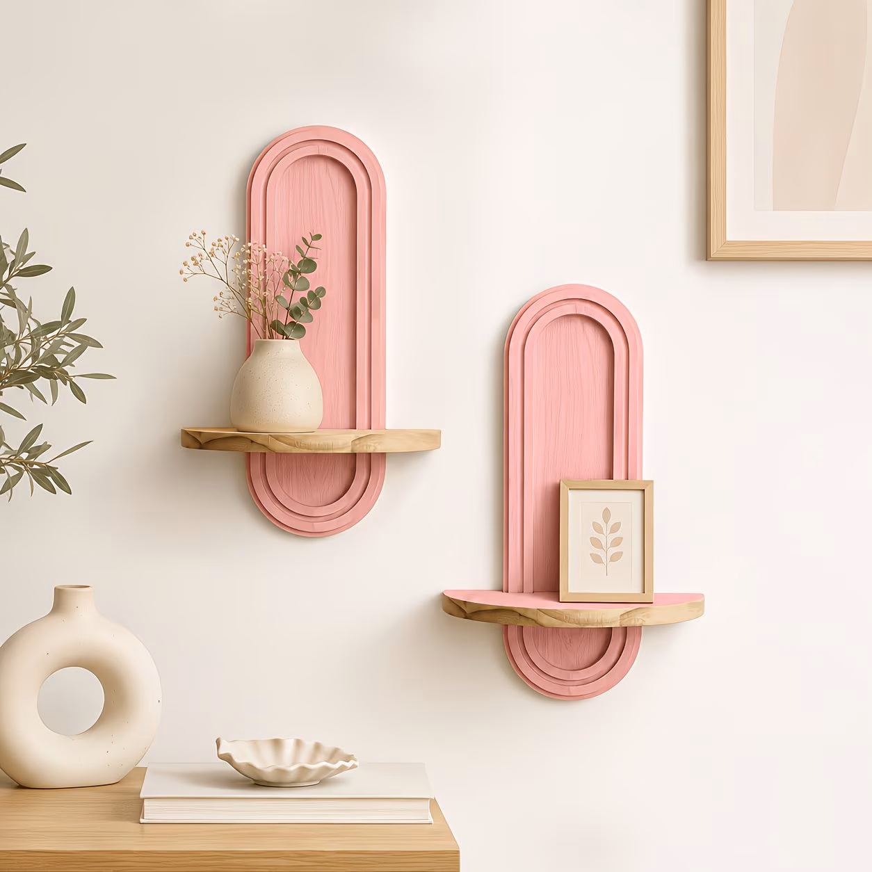Wood Floating Wall-Mounted Shelf