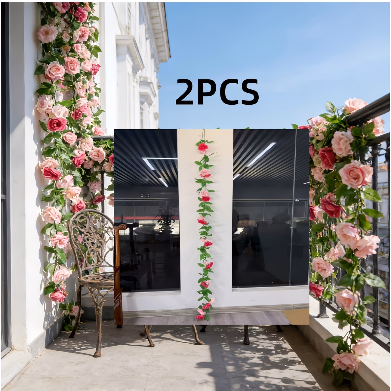 Two-Color Rose Artificial Flower Vines