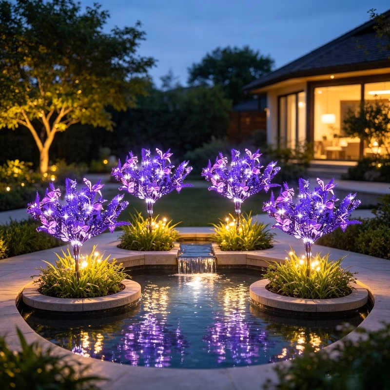 Solar Butterfly Lavender Floor Lamp