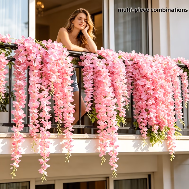 Pink Artificial Wisteria Vine Set with Ties