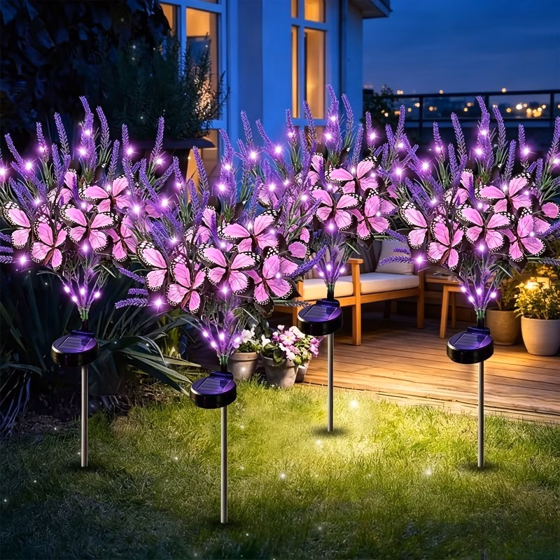 Solar Butterfly Lavender Floor Lamp