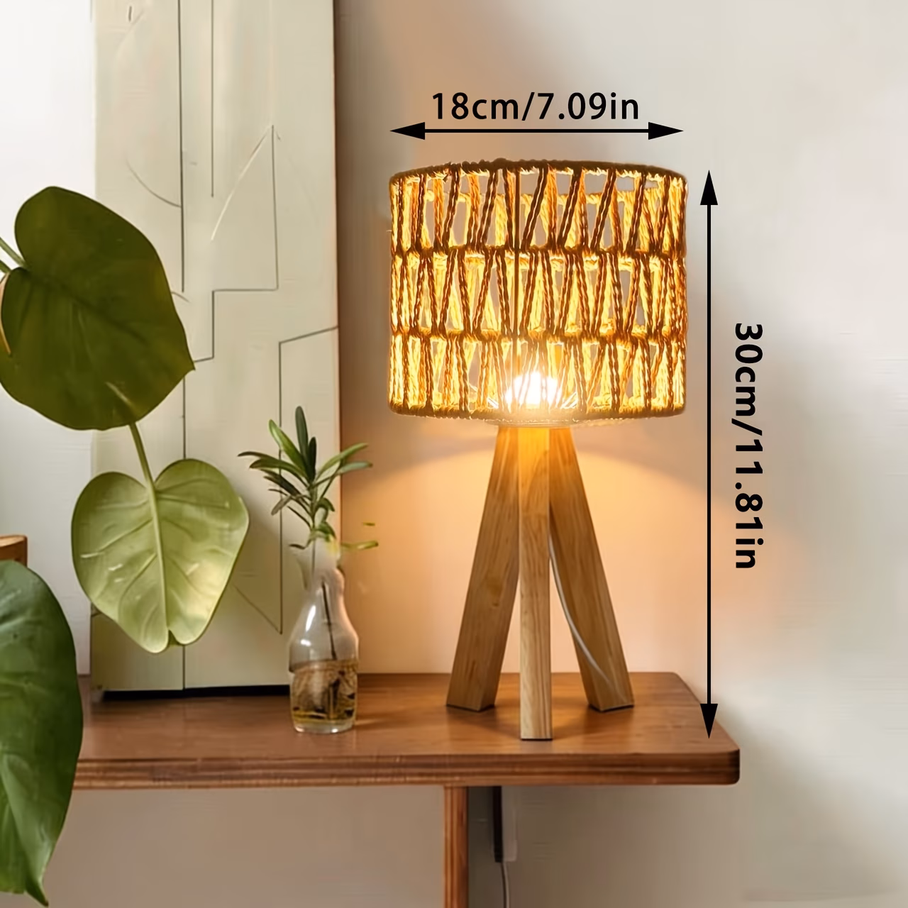 Rattan Woven Hollow Table Lamp
