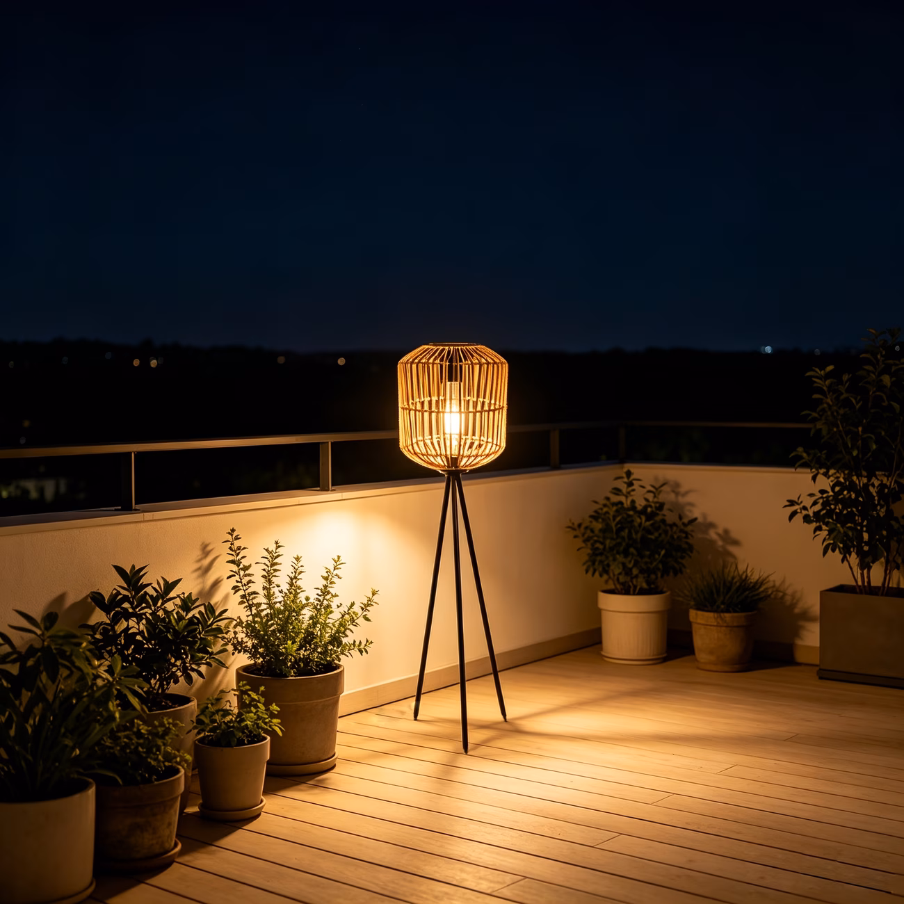 Rattan Solar Floor Lamp