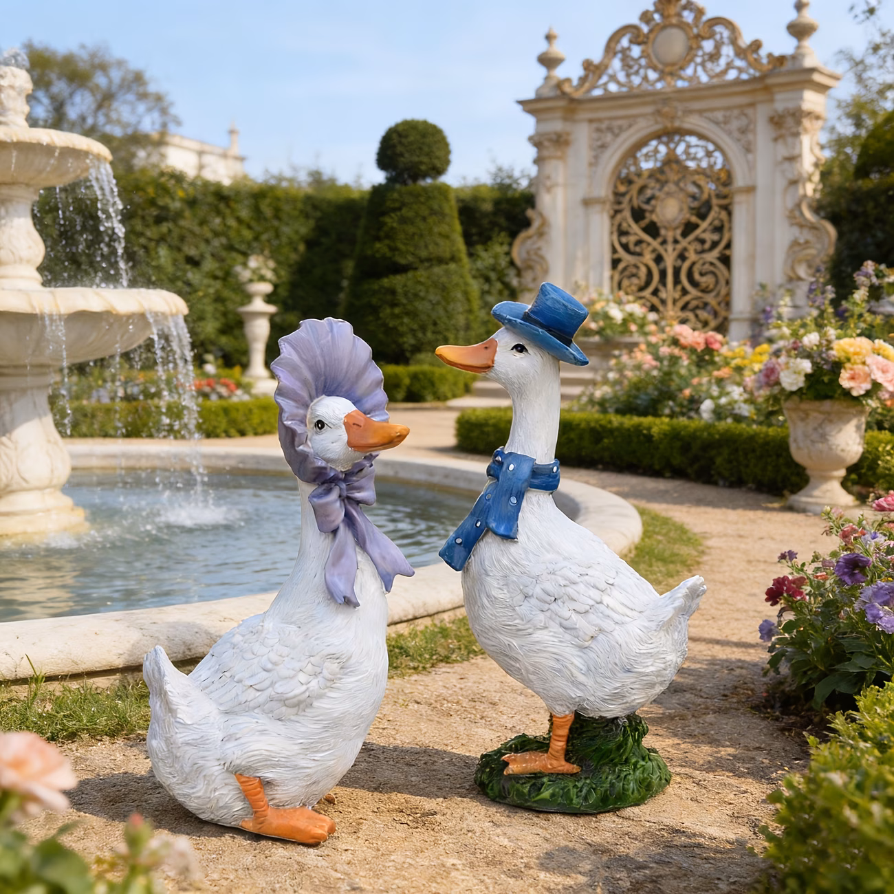 Duck Couple Outdoor Statue