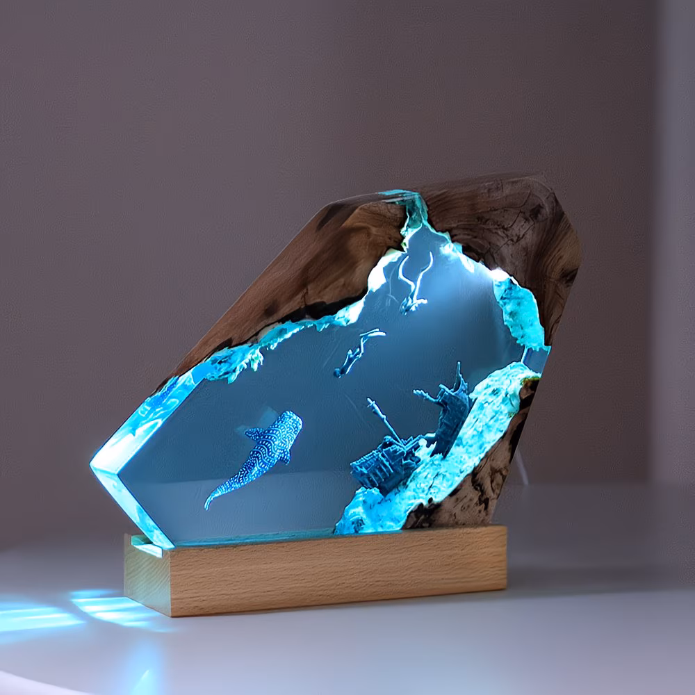 Wood Resin Dimmable Night Lights