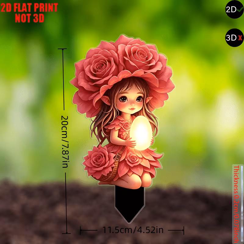 Fairy Rose Garden Stake with Luminous Egg Ornament