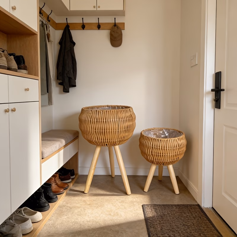  Boho Rattan Plant Pot Set