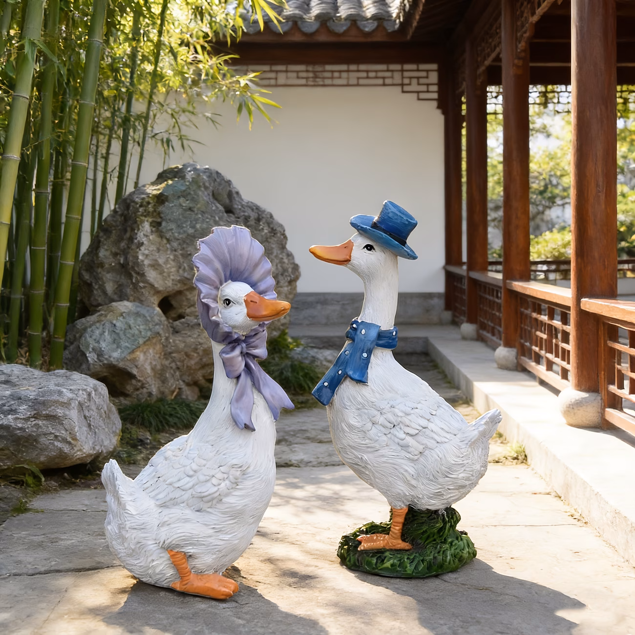 Duck Couple Outdoor Statue