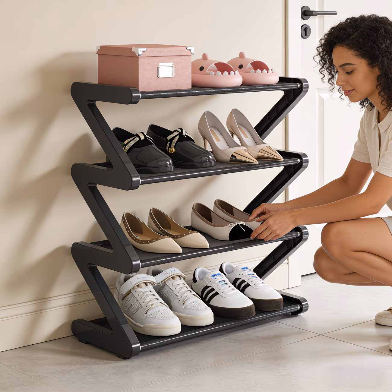 Z-Shaped Shoe Rack