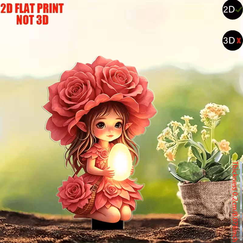 Fairy Rose Garden Stake with Luminous Egg Ornament