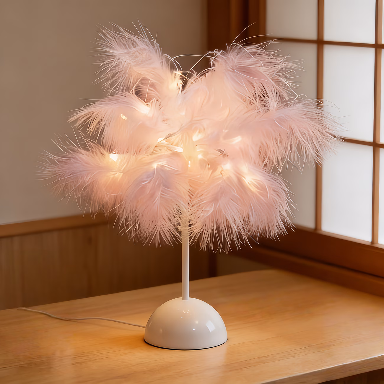  Pink Feather Lamp