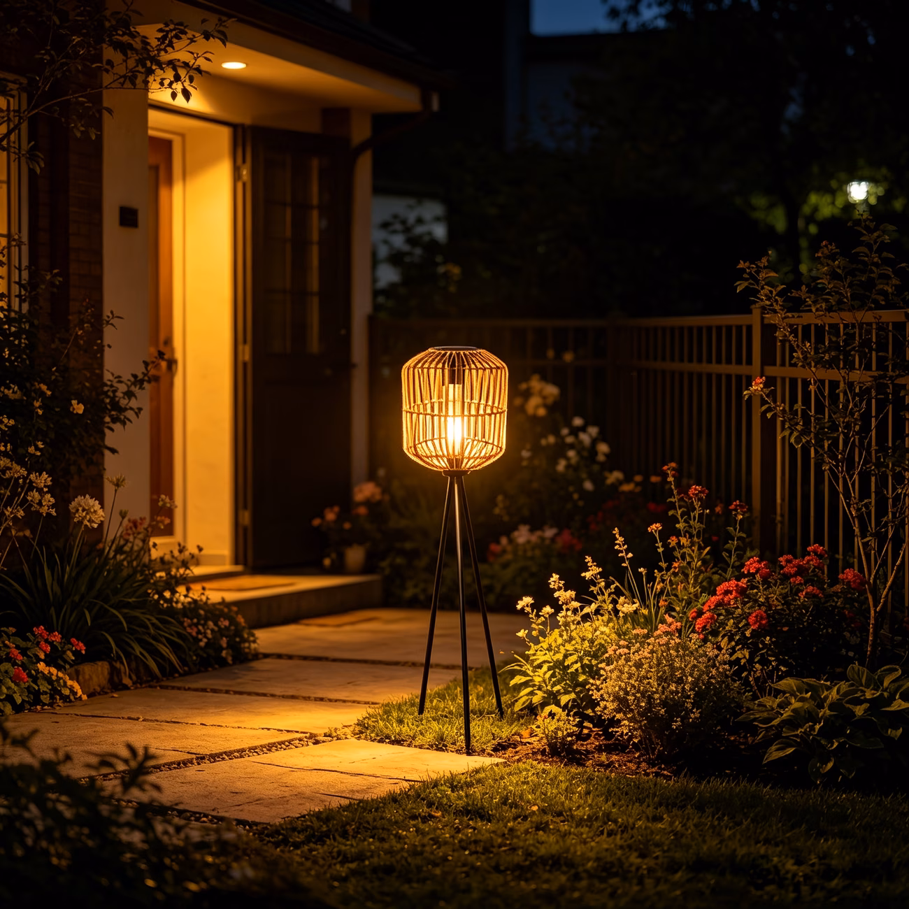 Rattan Solar Floor Lamp