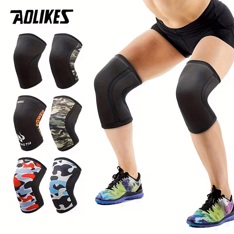 A Pair of Knee Support Braces for Weightlifting