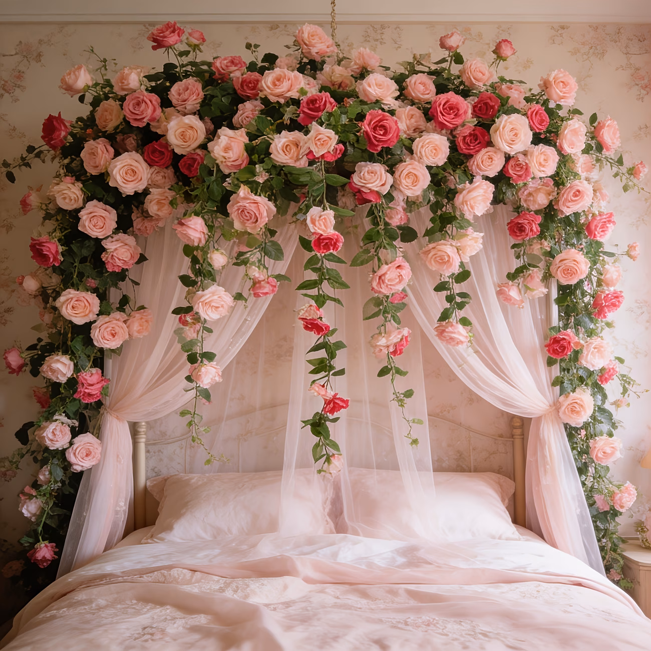 Two-Color Rose Artificial Flower Vines