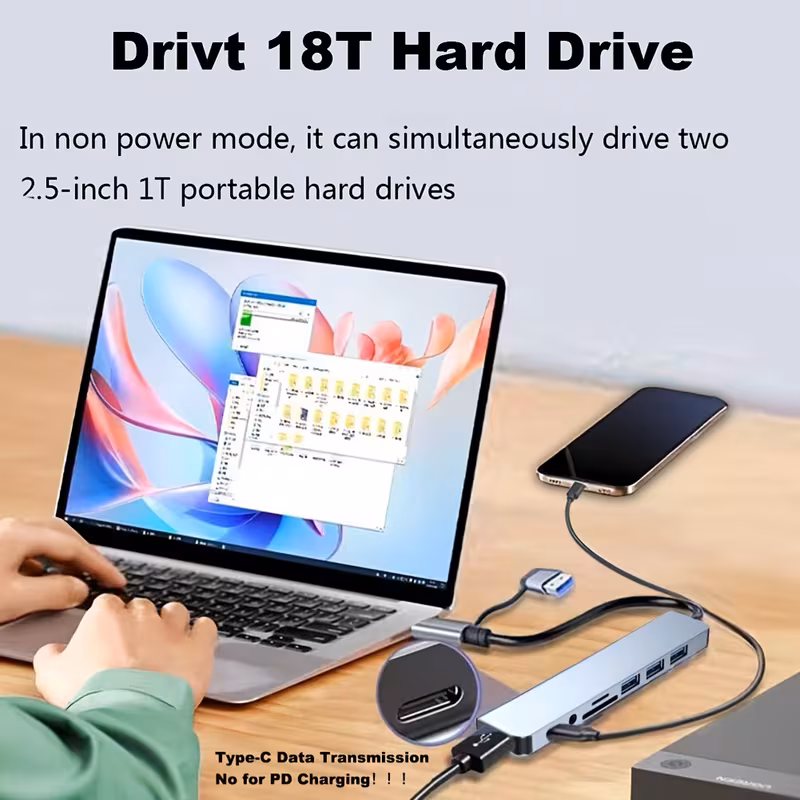 8-in-1 Hub, USB & Type-C Port