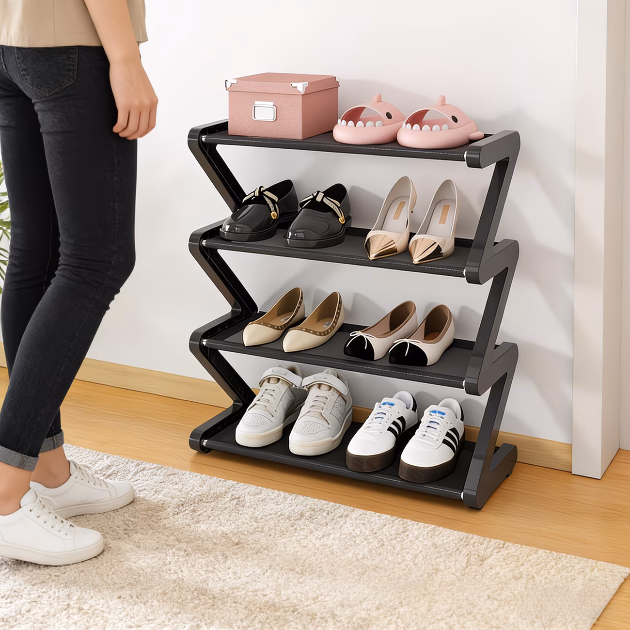 Z-Shaped Shoe Rack