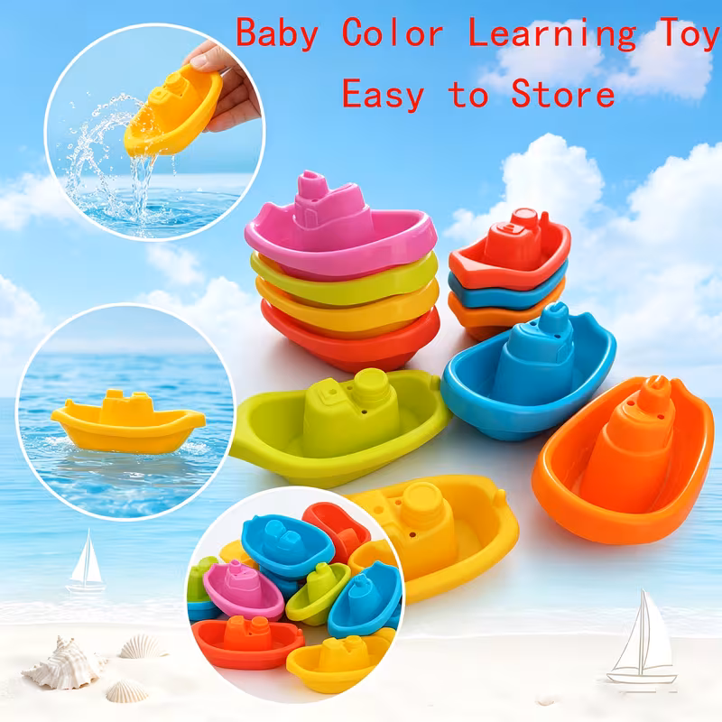 Baby Bath Toy Rainbow Stacking Boat