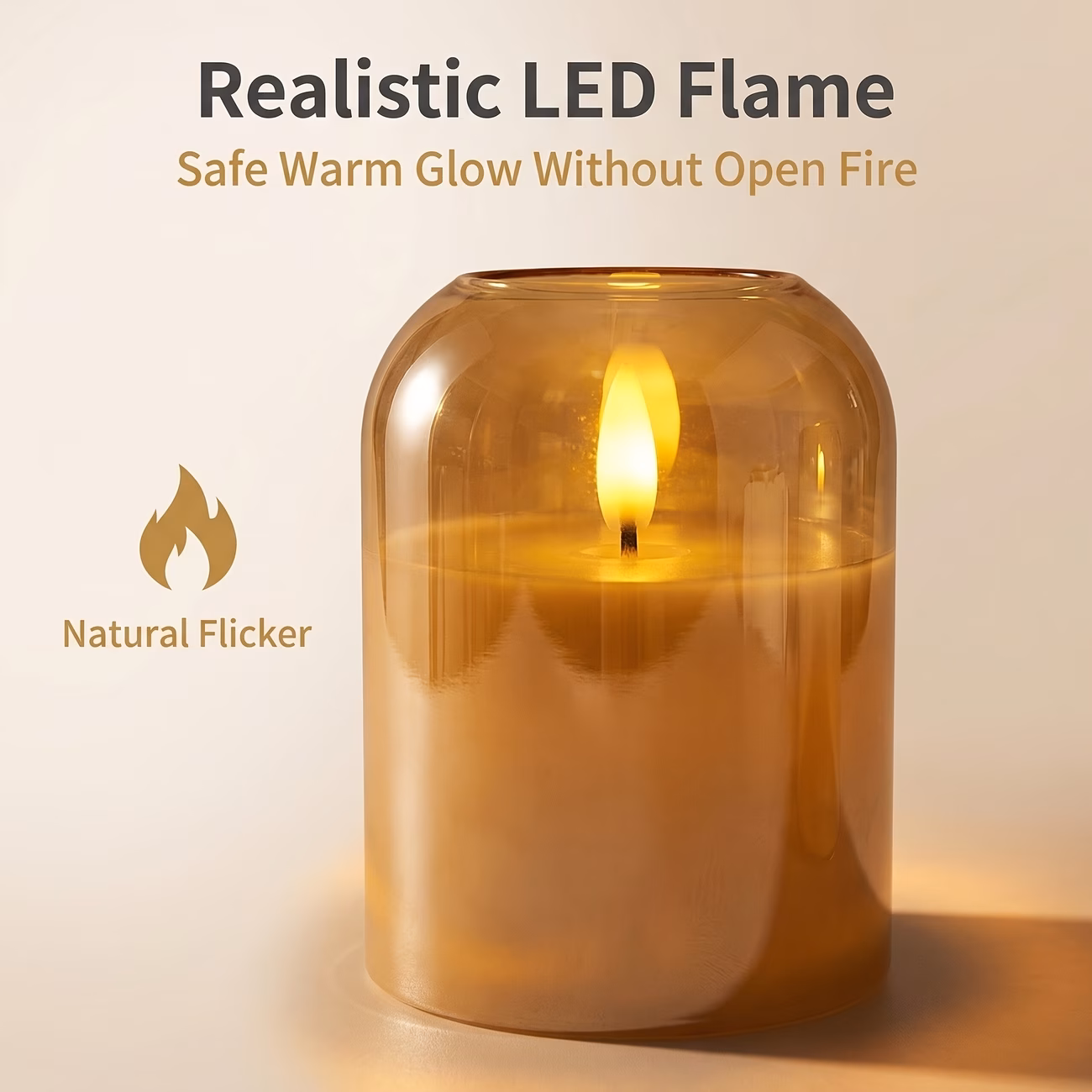 Set of 3 Golden Flameless Battery-operated Candles