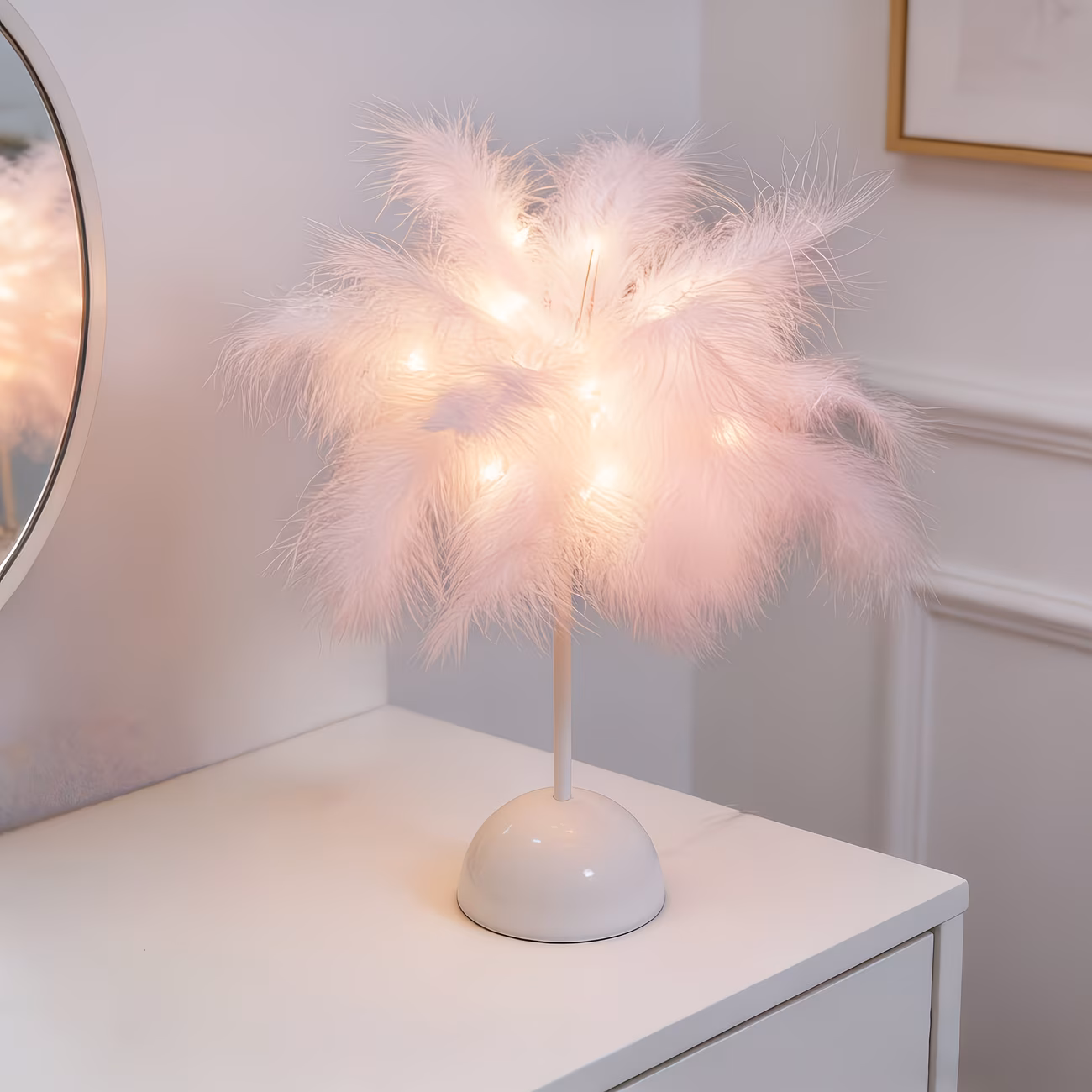 Pink Feather Lamp