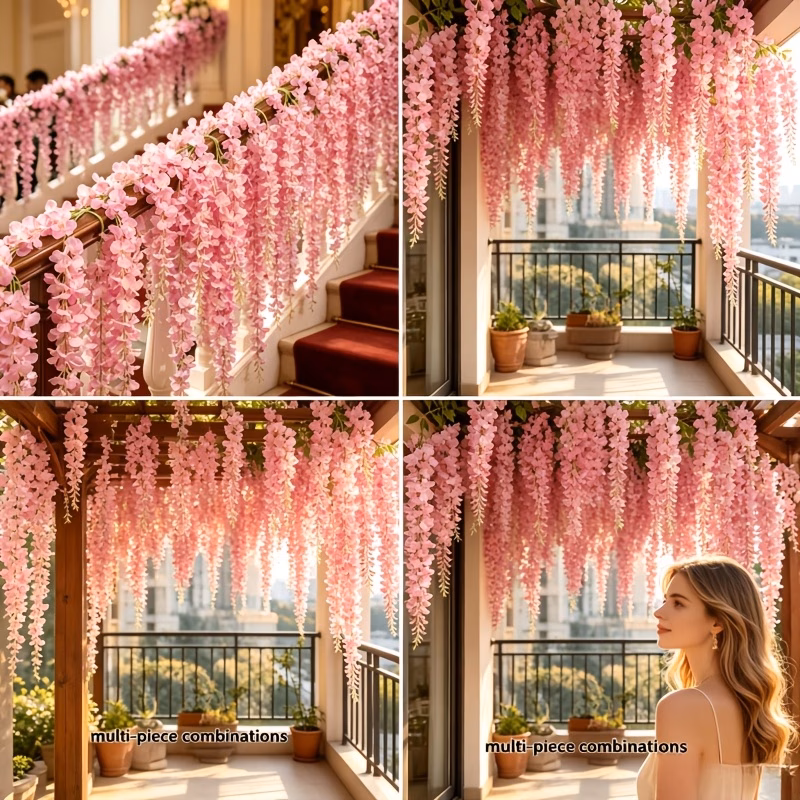 Pink Artificial Wisteria Vine Set with Ties