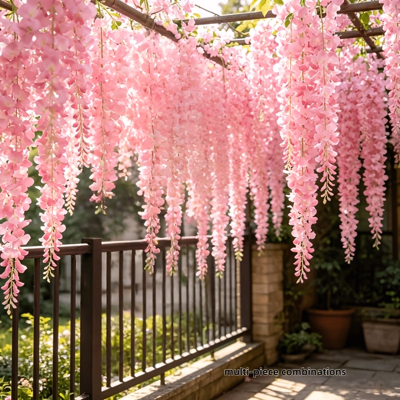 Pink Artificial Wisteria Vine Set with Ties