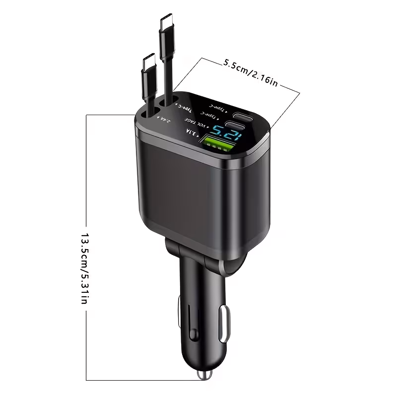120W Fast Retractable Car Charger