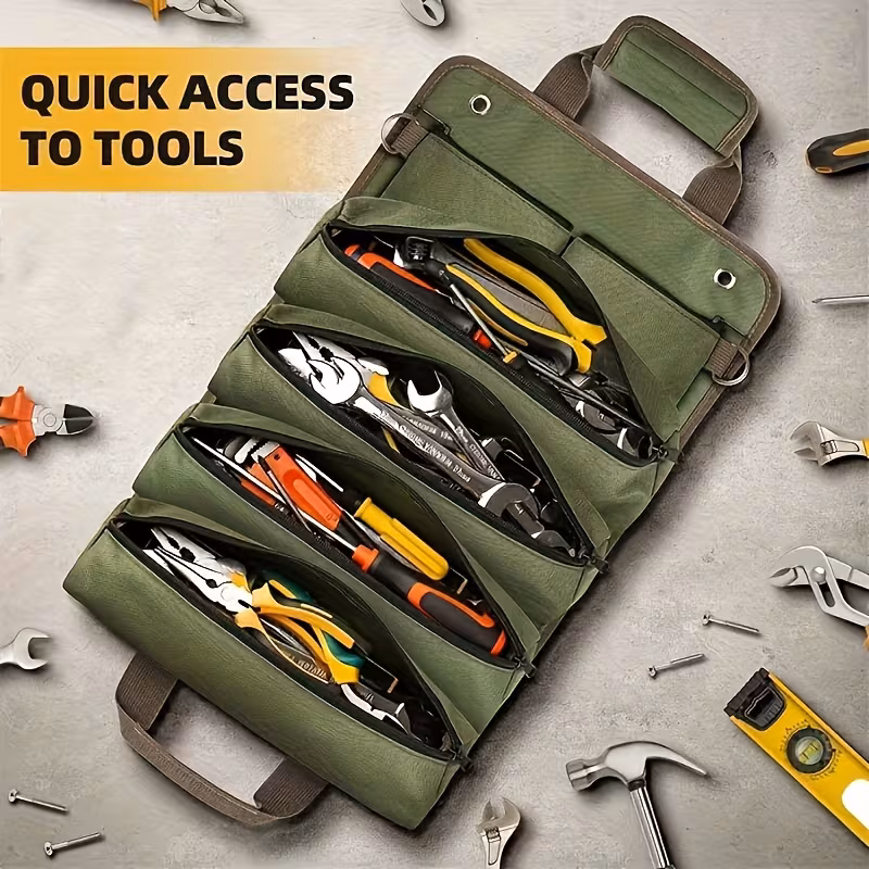 Heavy-Duty Roll-Up Tool Storage Bag 