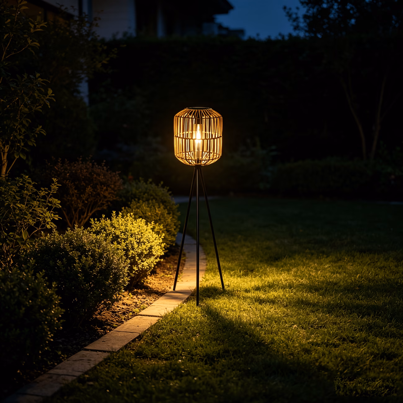 Rattan Solar Floor Lamp