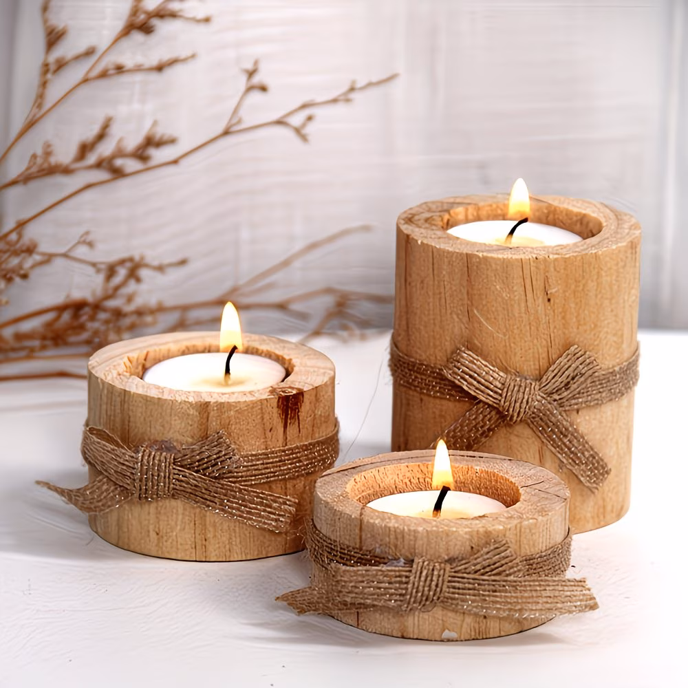  Wooden Candlesticks