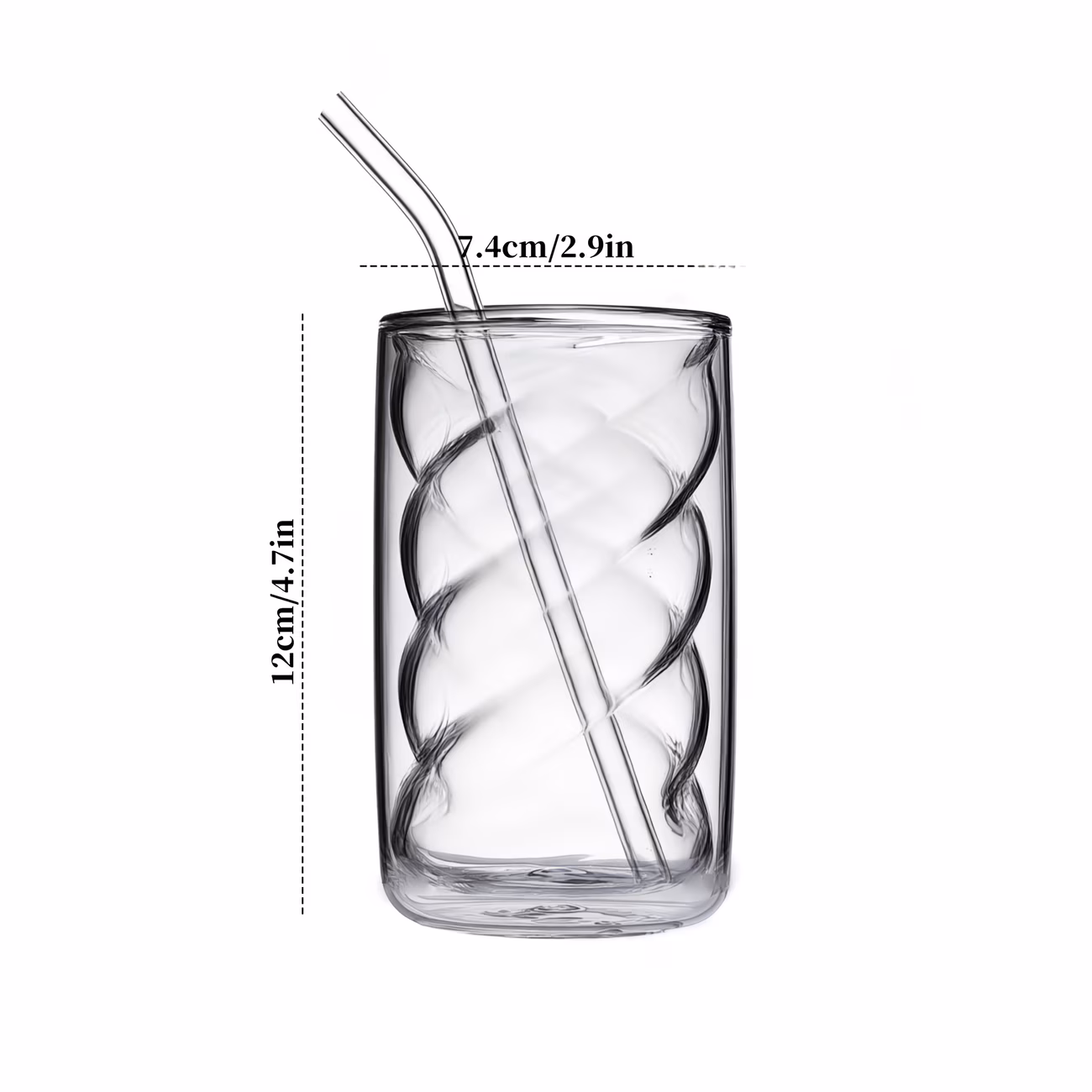 Glass Tumbler with Straw