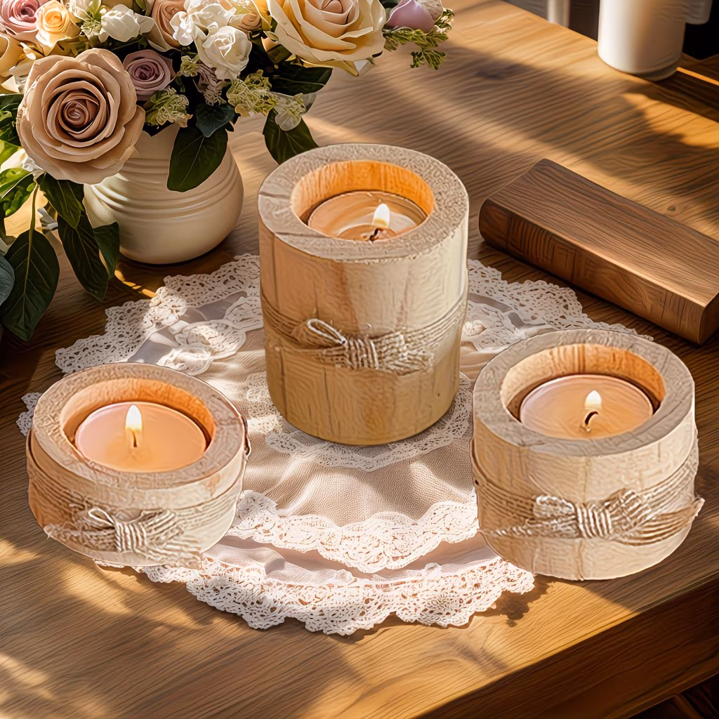  Wooden Candlesticks